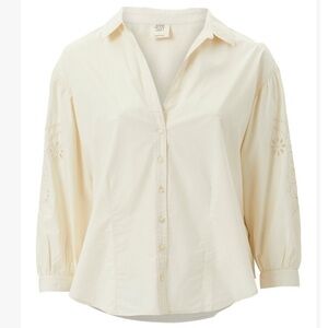 🆕 Matilda Jane Good Hart Button Down Eyelet Detail Sleeve in Ivory
